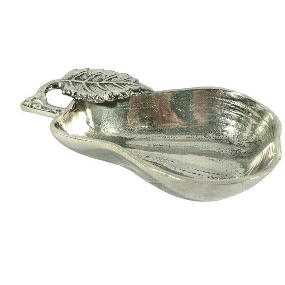 Condiment Nut Candy Dish, Pear Shaped Cast Aluminum Silver Antiqued Finish - Picture 2 of 12